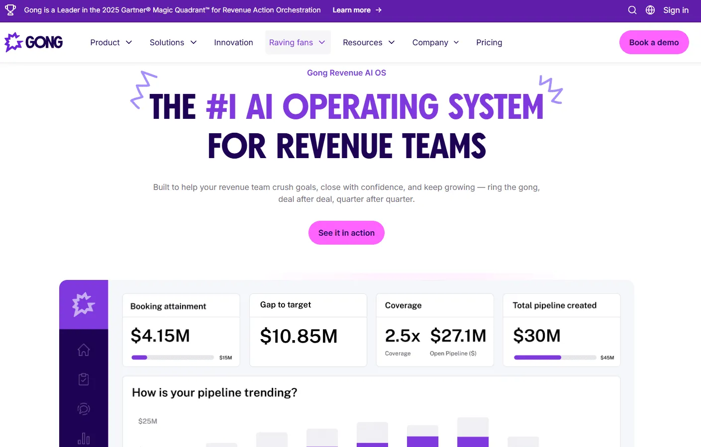 Gong revenue intelligence and deal-coaching interface
